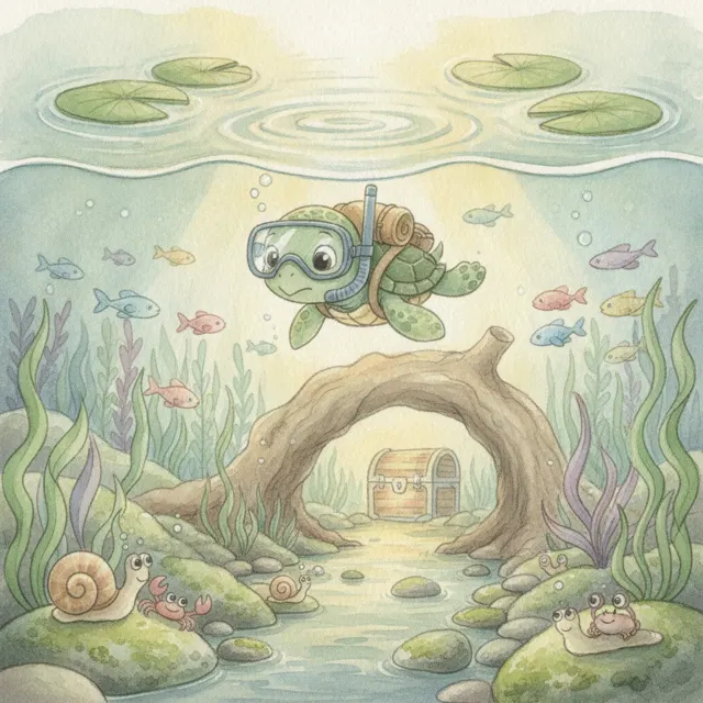 The Turtle Who Wondered What Was Under the Water story for kids illustration