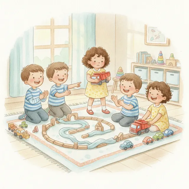 The Twin Cousins Visit story for kids illustration