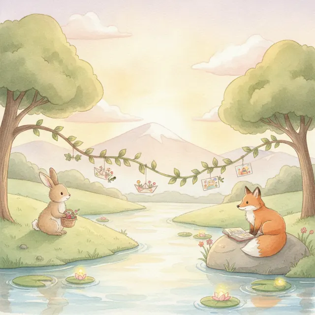 The Two Banks of the River story for kids illustration