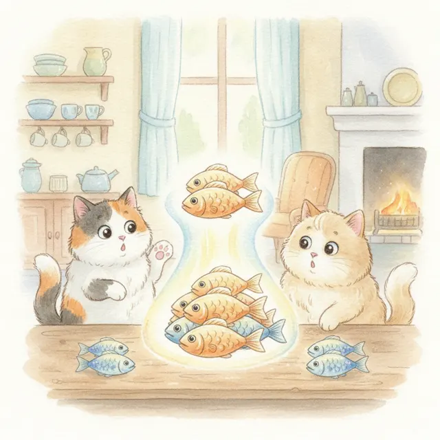 The Two Cats Who Learned to Add story for kids illustration