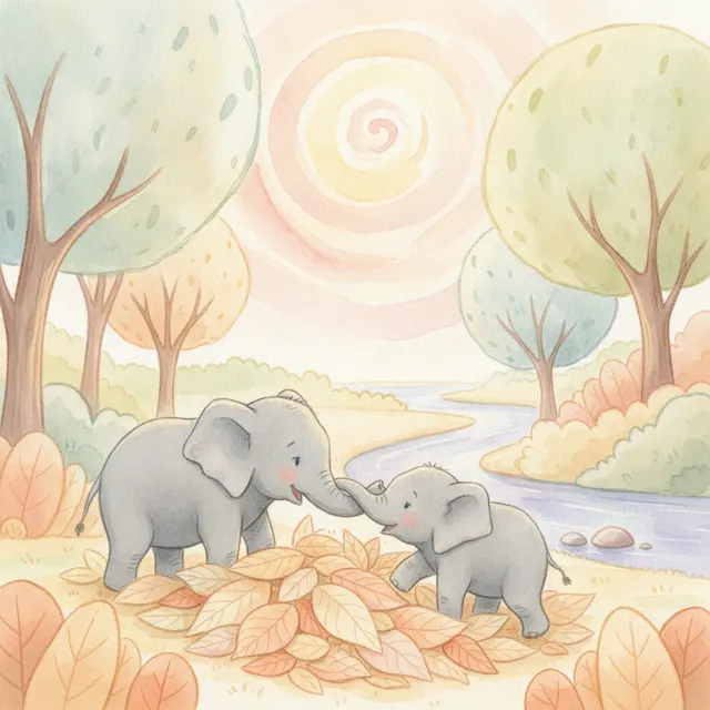 The Two Elephant Friends story for kids illustration