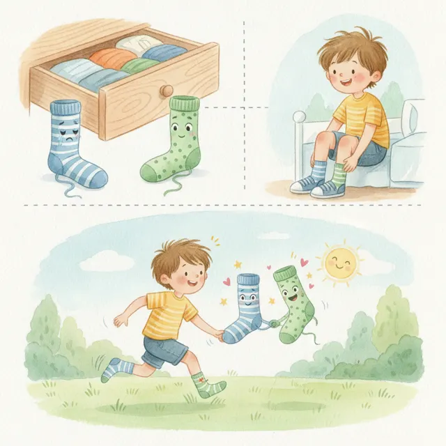The Two Socks Who Made a Pair story for kids illustration