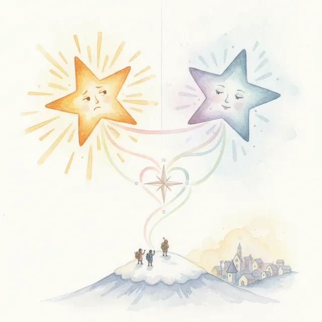 The Two Stars Who Shared a Sky story for kids illustration