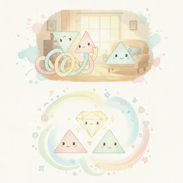 The Two Triangles' Big Surprise story for kids illustration