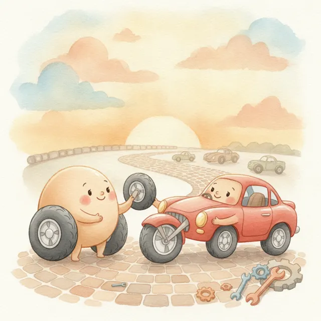 The Two-Wheel Race Car story for kids illustration