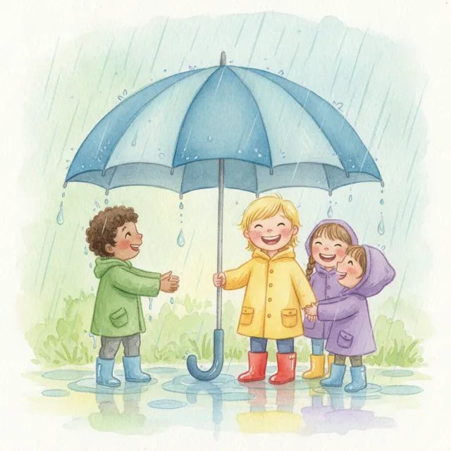 The Umbrella That Shared Its Roof story for kids illustration