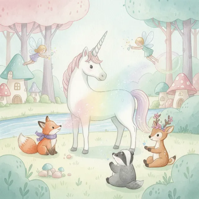 The Unicorn Who Shared Her Glow story for kids illustration