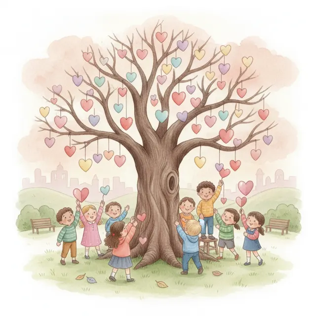 The Valentine Tree story for kids illustration