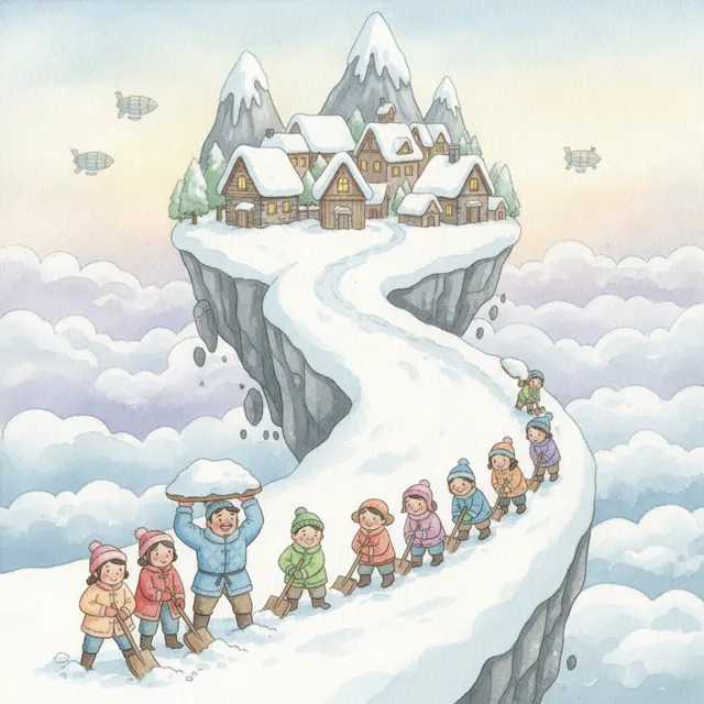 The Village Above the Clouds story for kids illustration