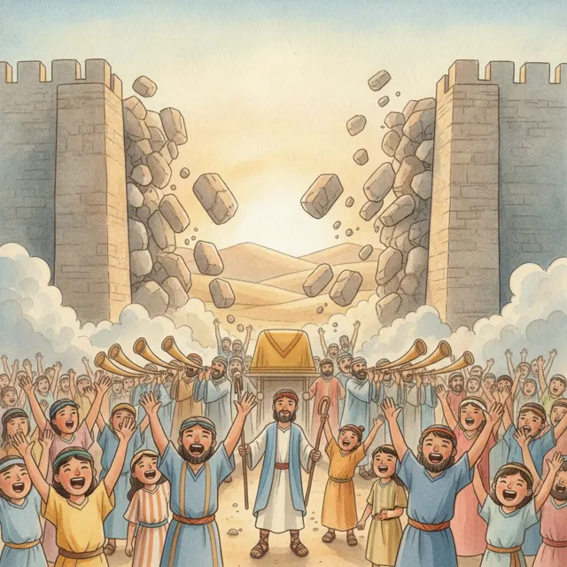 The Walls Fall Down story for kids illustration