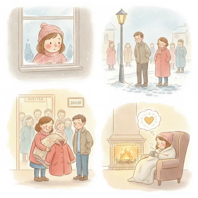 The Warm Blanket for a Cold Night story for kids illustration