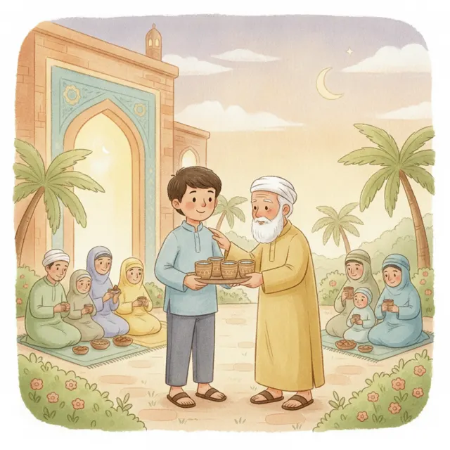 The Water Boy of Iftar story for kids illustration