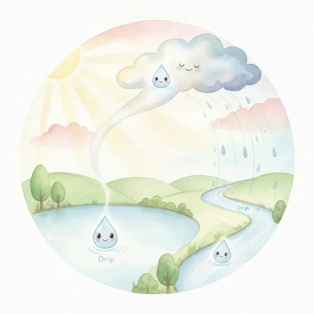 The Water Cycle Adventure story for kids illustration