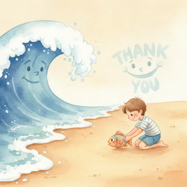 The Wave That Went Back story for kids illustration