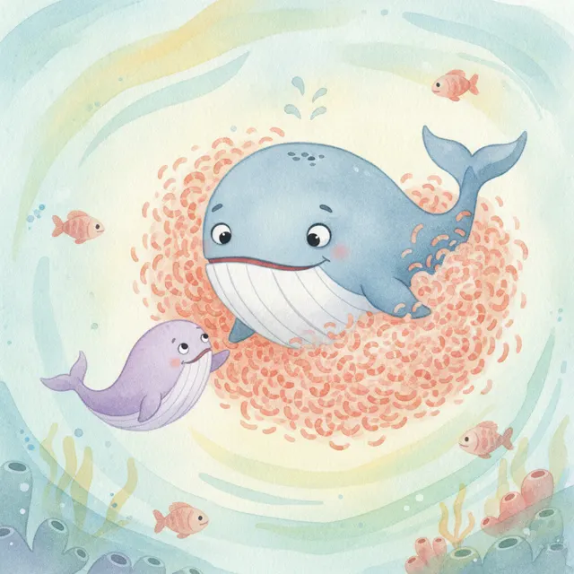 The Whale Who Shared His Lunch story for kids illustration