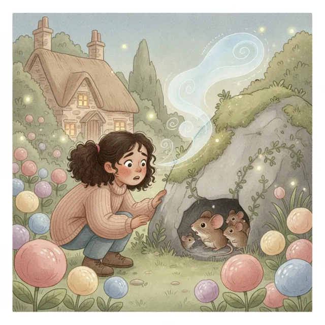 The Whispering Rock in the Garden story for kids illustration