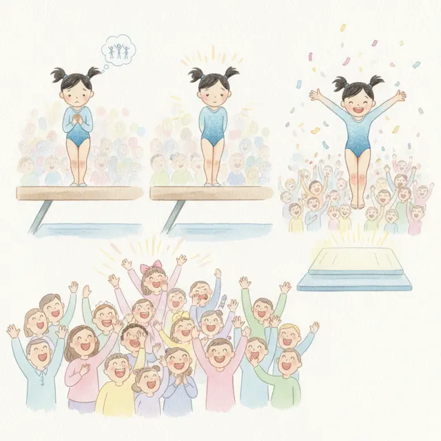 The Whole Gym Cheers for One story for kids illustration