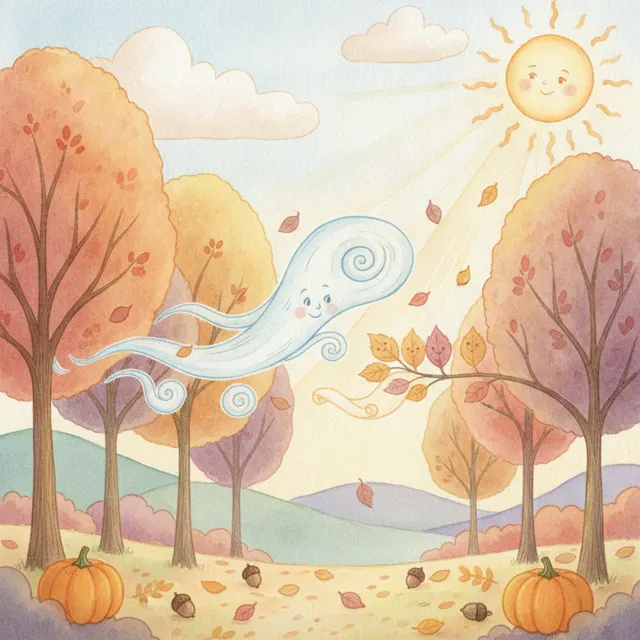 The Wind's Big Question story for kids illustration