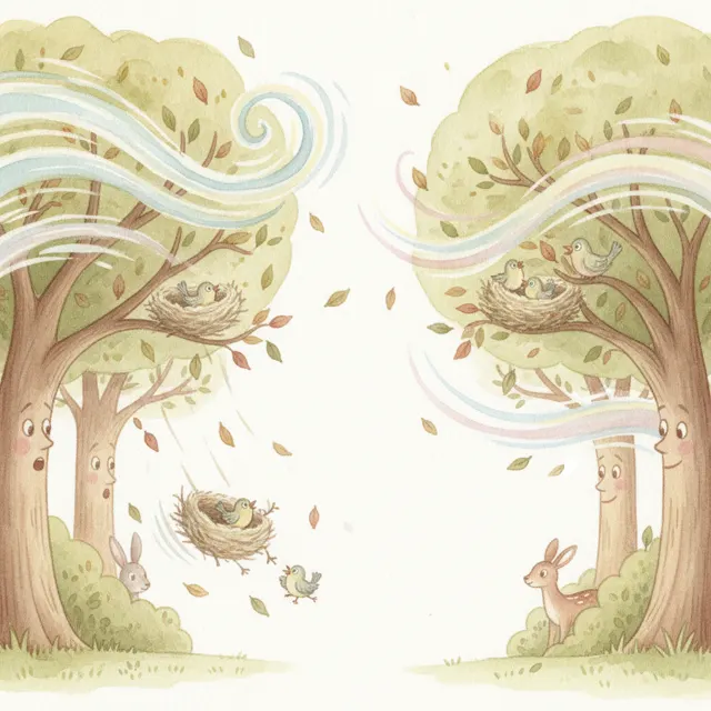 The Wind That Whispered to the Trees story for kids illustration