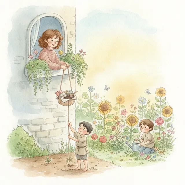 The Window Garden story for kids illustration