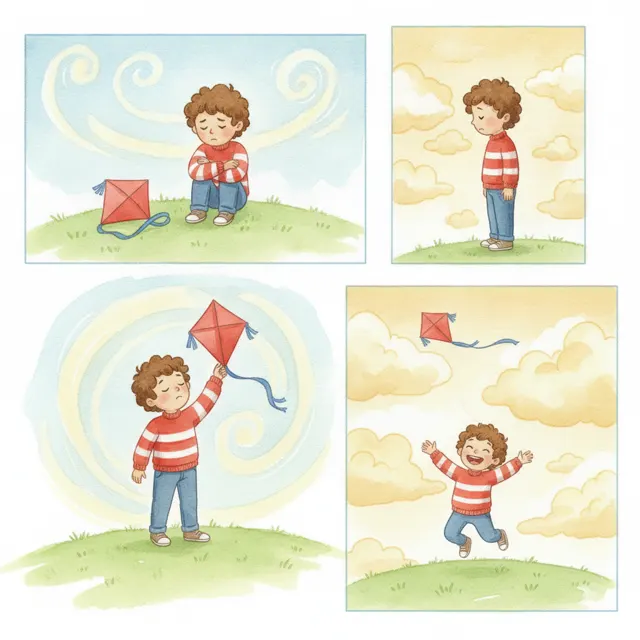 The Windy Day Kite story for kids illustration