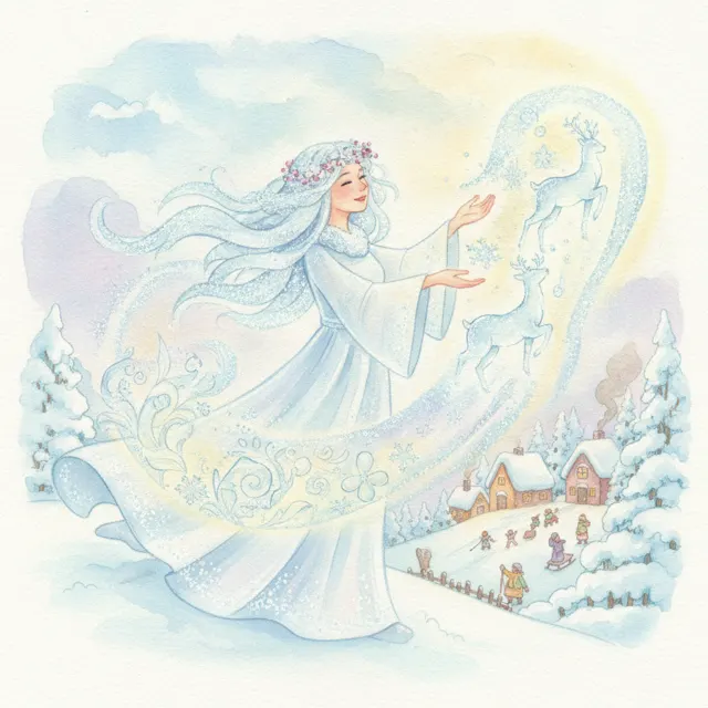The Winter Spirit story for kids illustration