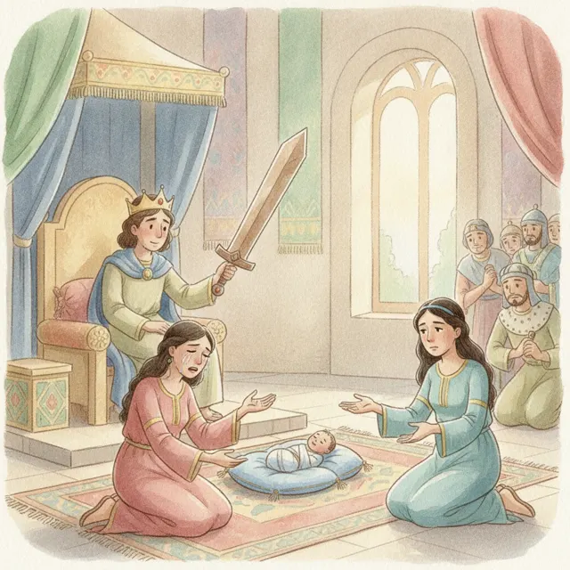 The Wise King Solomon story for kids illustration