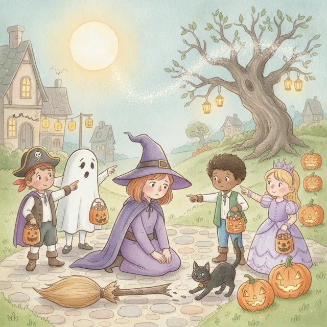 The Witch's Missing Broom story for kids illustration