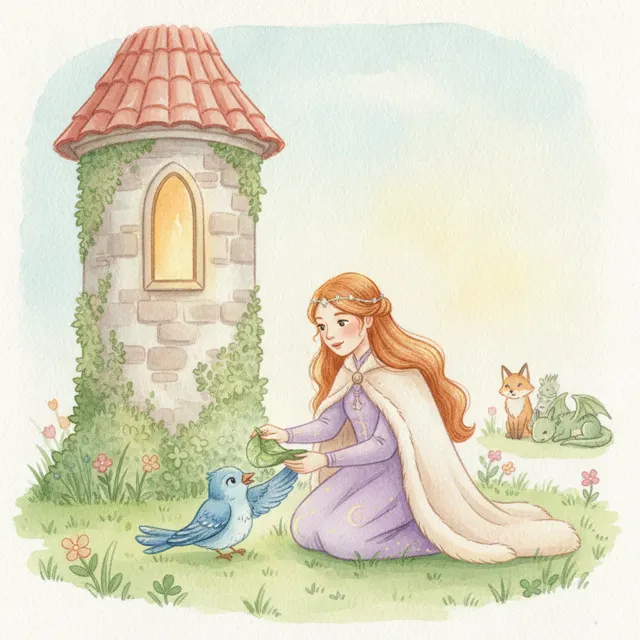 The Wizard and the Hurt Bird story for kids illustration