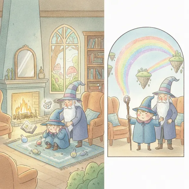 The Wizard Who Forgot the Magic Word story for kids illustration