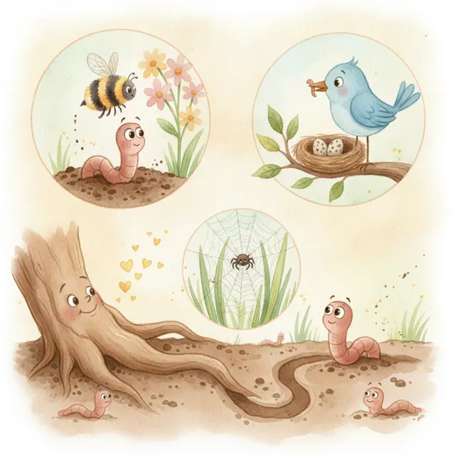 The Worm Who Found His Job story for kids illustration