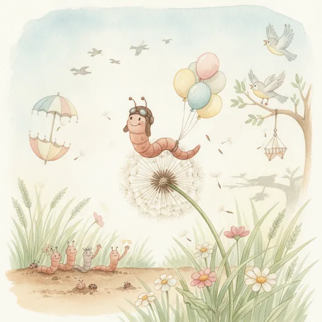 The Worm Who Wanted to Fly story for kids illustration