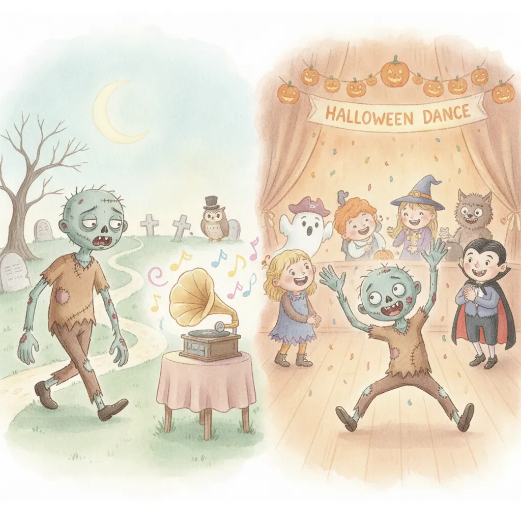 The Zombie Who Loved to Dance story for kids illustration