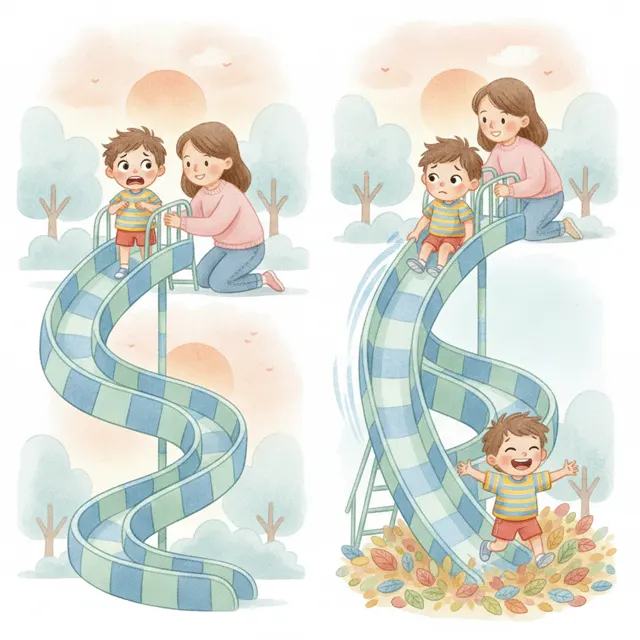 Theo and the Big Slide story for kids illustration