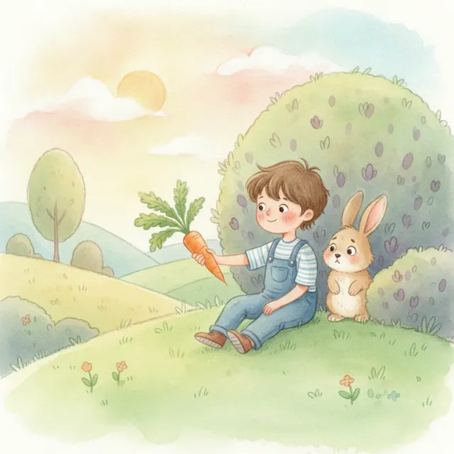Theo and the Shy Bunny story for kids illustration