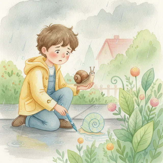 Theo Draws a Home for Snail story for kids illustration