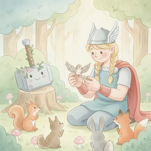 Thor Learns That Gentle Hands Are Strong story for kids illustration