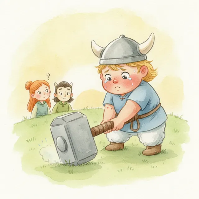 Thor's Hammer Is Too Heavy story for kids illustration