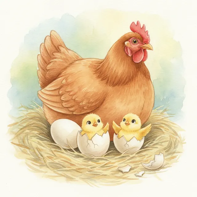 Three Little Chicks Hatch story for kids illustration