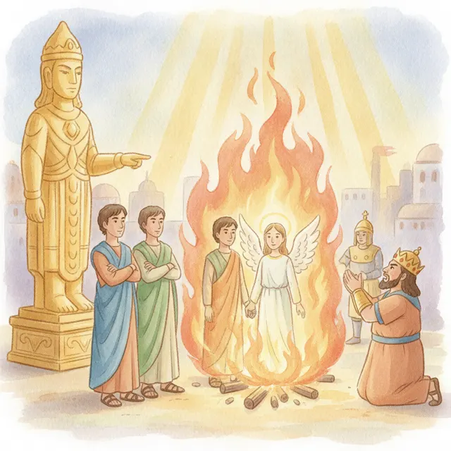 Three Men and a Fire story for kids illustration