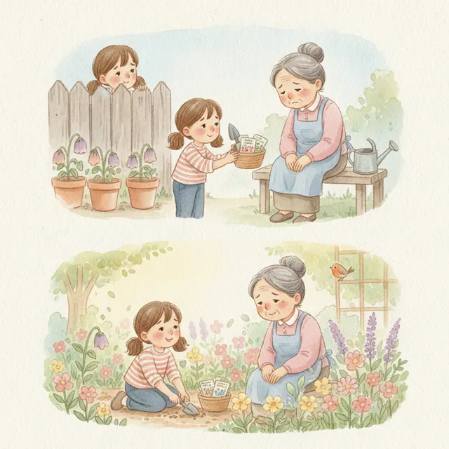 Tia and Mrs. Chen's Garden story for kids illustration