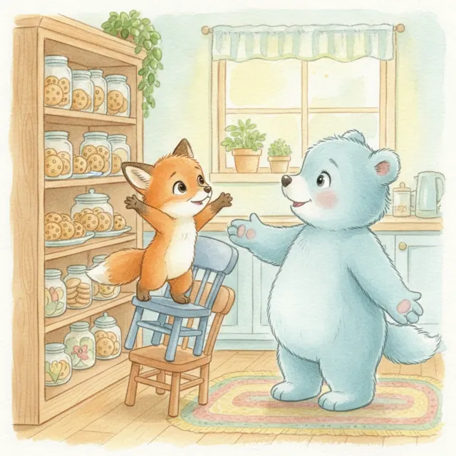 Tiko and the High Cookie Shelf story for kids illustration
