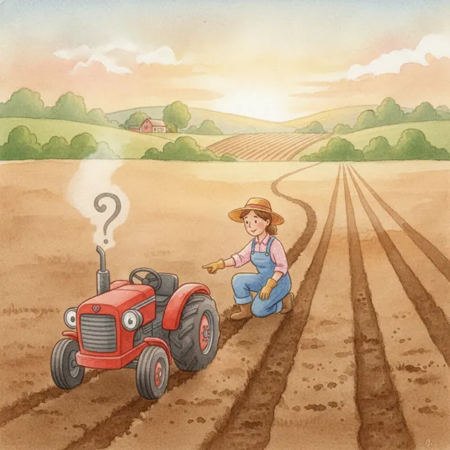 Tilly the Tractor and the Long Furrow story for kids illustration
