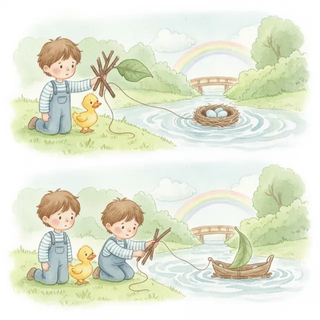 Tom Builds a Boat for Duck story for kids illustration