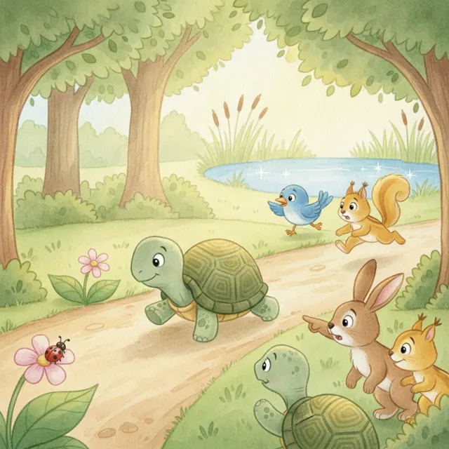 Turtle Takes His Time story for kids illustration