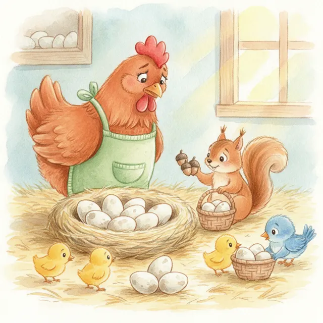 Twelve Eggs in the Nest story for kids illustration