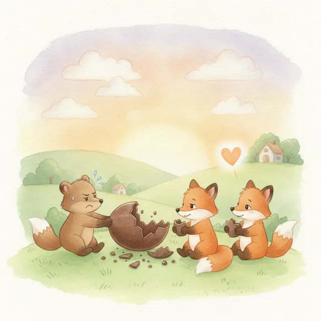 Two Friends and One Egg story for kids illustration