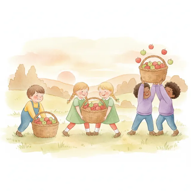 Two Hands Carry the Basket story for kids illustration