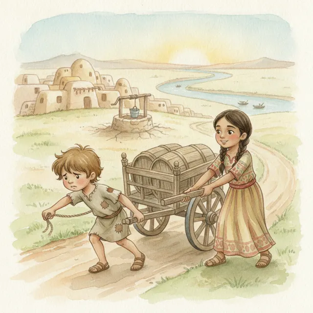 Two Hands Carry the Water story for kids illustration