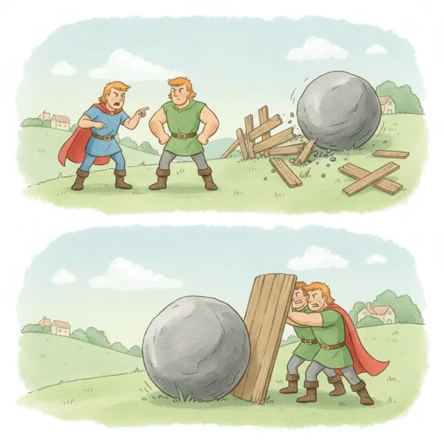 Two Hands on One Shield story for kids illustration